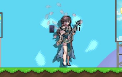Custom player look with a held item and water effects